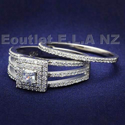 ELEGANT PRINCESS SOLID SILVER WEDDING SET-size6/7/8